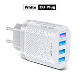 USLION EU/US Plug USB Charger 3A Quik Charge 3.0 Mobile Phone Charger For iPhone 11 Samsung Xiaomi 4 Port 48W Fast Wall Chargers