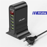 USLION 5 Port USB Charger HUB Multi USB Charging Station Dock Desktop Wall Home LED Display Universal New Chargers EU US UK Plug