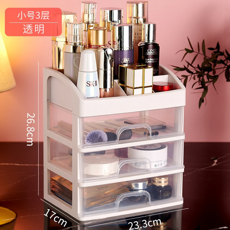Desktop Cosmetics Home Office Storage Box Drawer Cabinet Jewelry Box Plastic Cosmetic Box Makeup Desk Accessories Organizer