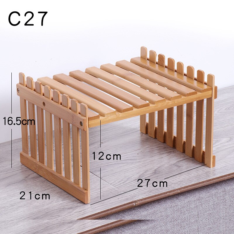 Office Desktop Storage Rack Bamboo Flower Display Stand Plant Shelves Decorative Storage Shelf for Study Living Room Organizer