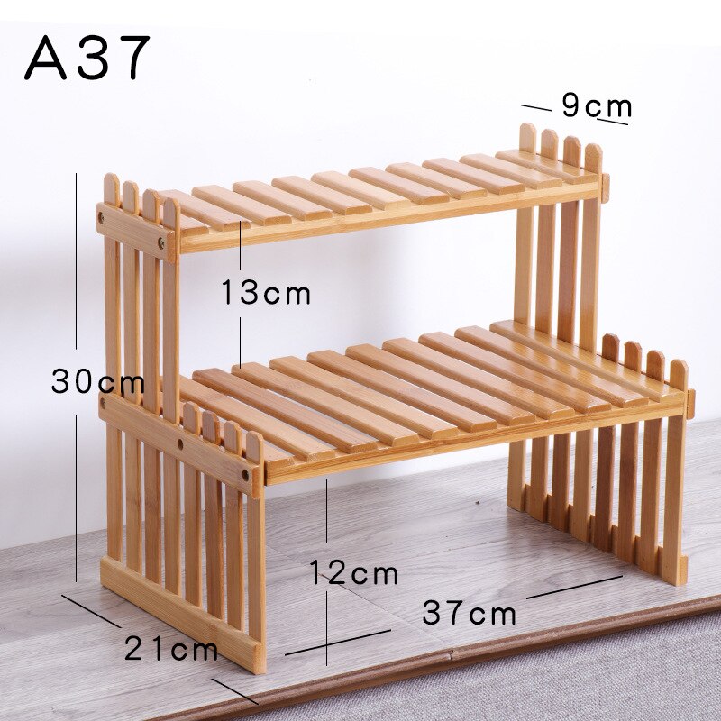Office Desktop Storage Rack Bamboo Flower Display Stand Plant Shelves Decorative Storage Shelf for Study Living Room Organizer