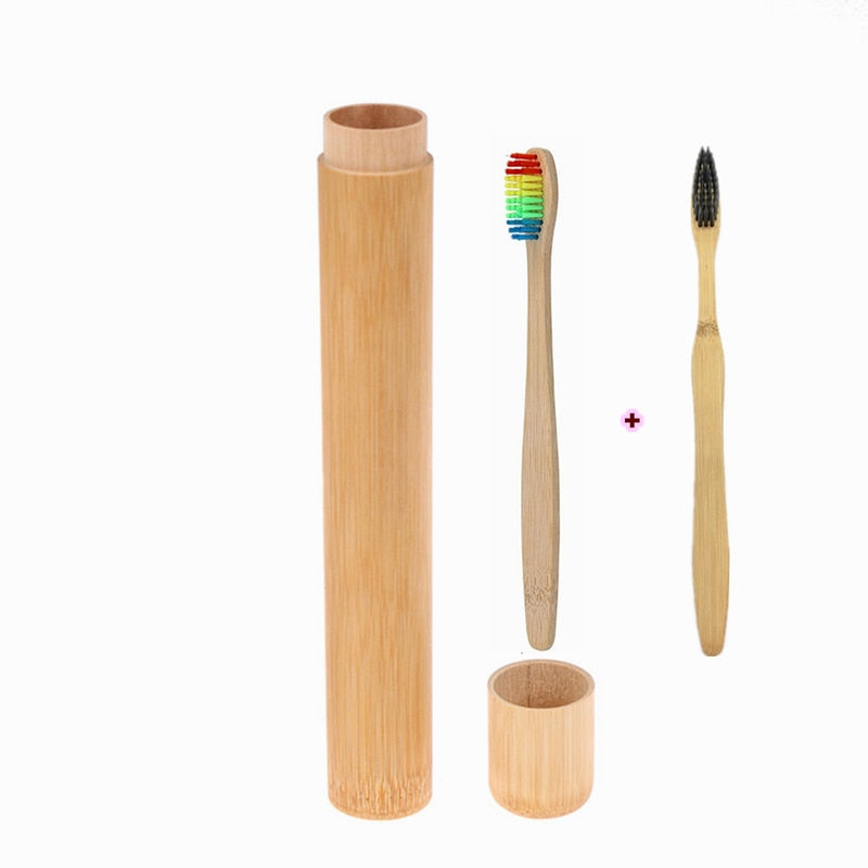 Organic Bamboo Toothbrush With Tube Jar