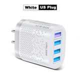 USLION EU/US Plug USB Charger 3A Quik Charge 3.0 Mobile Phone Charger For iPhone 11 Samsung Xiaomi 4 Port 48W Fast Wall Chargers
