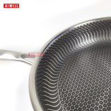 AIWILL HOT 304 Stainless Steel Skillet Household Induction Compatible Nonstick Fry Pan Cookware Use for Kitchen Restaurant 30cm