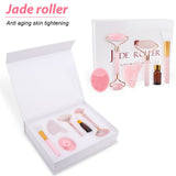 Face Jade Roller Rose Quartz Gua Sha Scraper Set