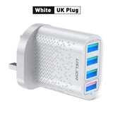 USLION EU/US Plug USB Charger 3A Quik Charge 3.0 Mobile Phone Charger For iPhone 11 Samsung Xiaomi 4 Port 48W Fast Wall Chargers