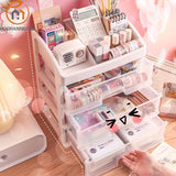 Desktop Cosmetics Home Office Storage Box Drawer Cabinet Jewelry Box Plastic Cosmetic Box Makeup Desk Accessories Organizer