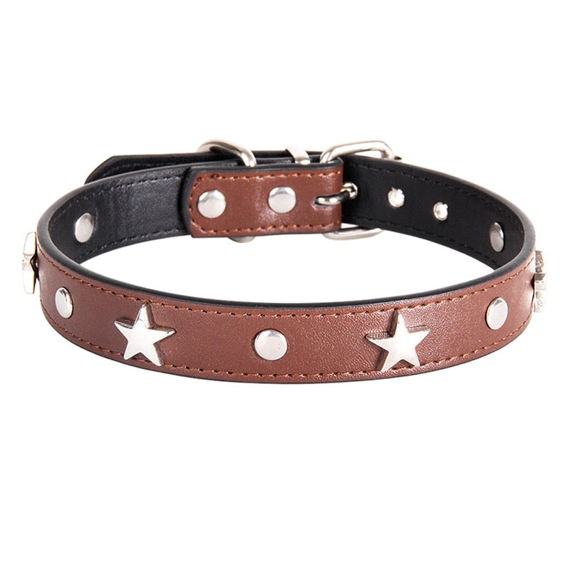 S/M/L Star Studded Pet Dog Collar Leather Puppy Collars for Small Medium Dogs Cat Neck Strap Pet Supplies Chihuahua Collars