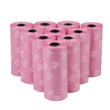 Pet Poop Bags Disposable Dog Waste Bags, Bulk Poop Bags with Leash Clip and Bone Bag Dispenser 5Roll(75Pcs) Bags with Paw Prints