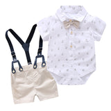 Summer Baby Boy Clothing Sets Infant Newborn Boy Clothes Short Sleeve Tops Overalls+Shorts Outfits Clothes Baby Clothing Set