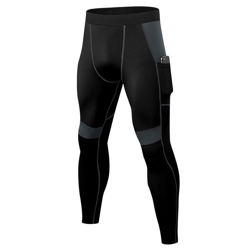 Men Patchwork Compression Running Tights