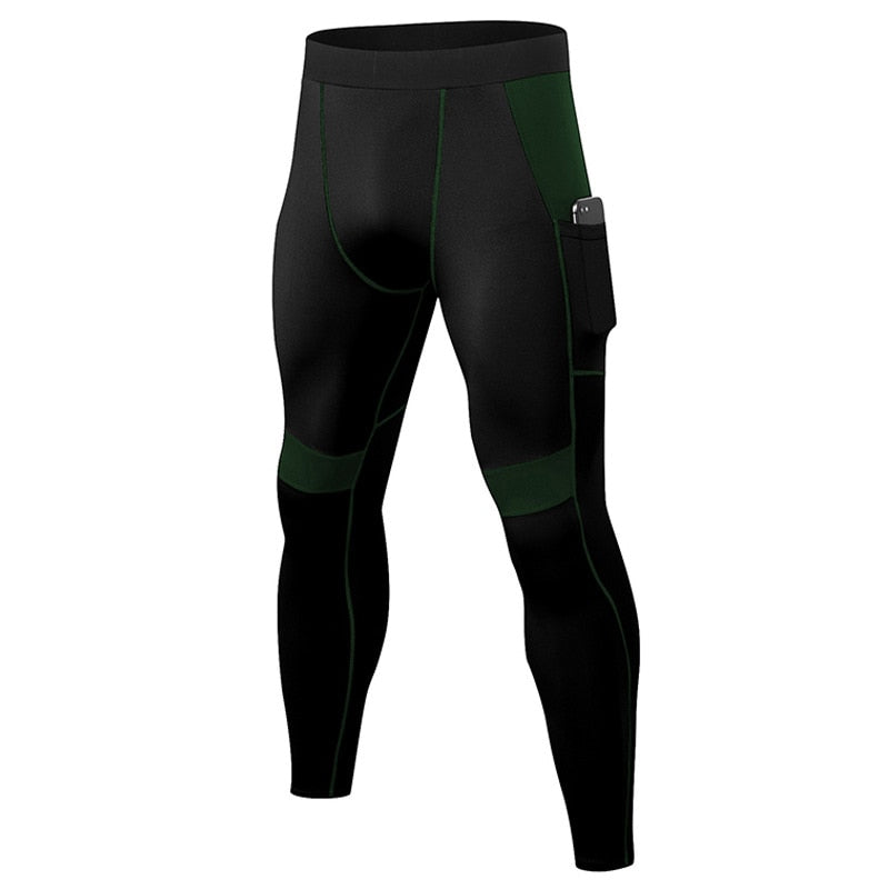 Men Patchwork Compression Running Tights