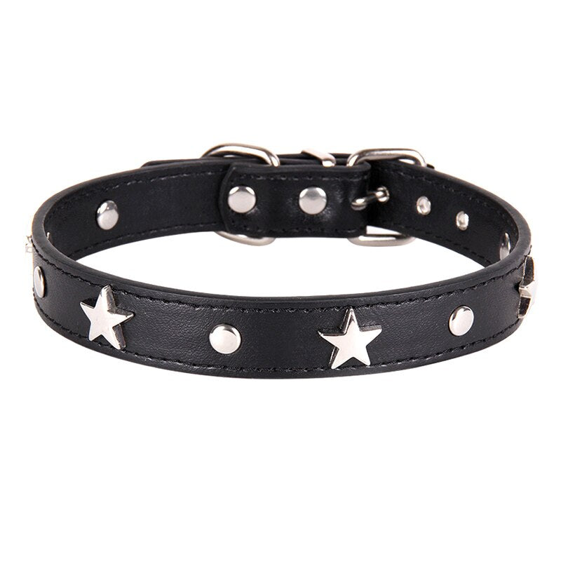 S/M/L Star Studded Pet Dog Collar Leather Puppy Collars for Small Medium Dogs Cat Neck Strap Pet Supplies Chihuahua Collars