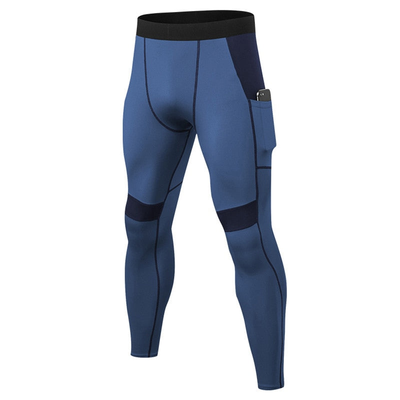 Men Patchwork Compression Running Tights