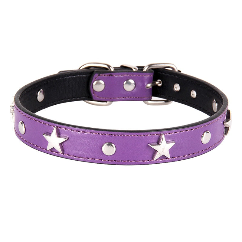 S/M/L Star Studded Pet Dog Collar Leather Puppy Collars for Small Medium Dogs Cat Neck Strap Pet Supplies Chihuahua Collars