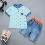 2022 Summer boys clothes sets Baby boy fashion print T-shirt + shorts  2 pieces baby cotton clothing set