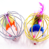 1pc Cat Toy Stick Feather Wand With Bell Mouse Cage Toys Plastic Artificial Colorful Cat Teaser Toy Pet Supplies Random Color