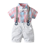 Summer Baby Boy Clothing Sets Infant Newborn Boy Clothes Short Sleeve Tops Overalls+Shorts Outfits Clothes Baby Clothing Set