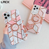 Plating Geometric Marble Ring Stand Phone Case