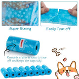 Pet Poop Bags Disposable Dog Waste Bags, Bulk Poop Bags with Leash Clip and Bone Bag Dispenser 5Roll(75Pcs) Bags with Paw Prints