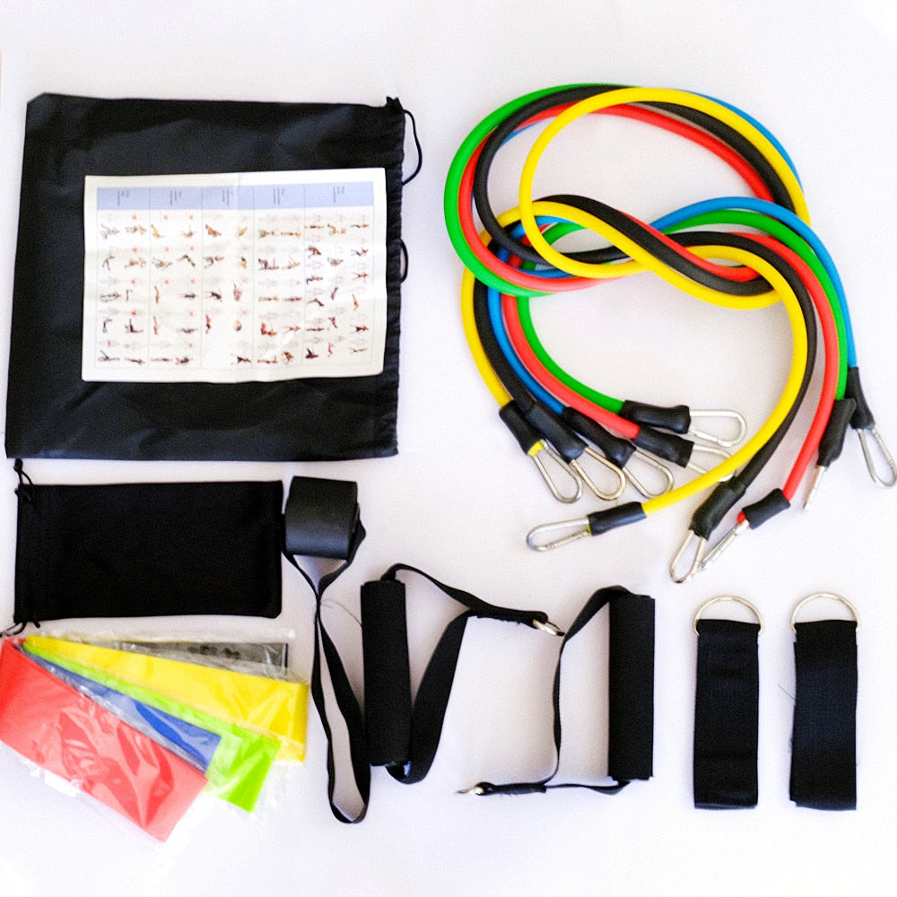 11 Pcs/Set Latex Resistance Bands Crossfit Training Exercise Yoga Tubes Pull Rope,Rubber Expander Elastic Fitness with Bag