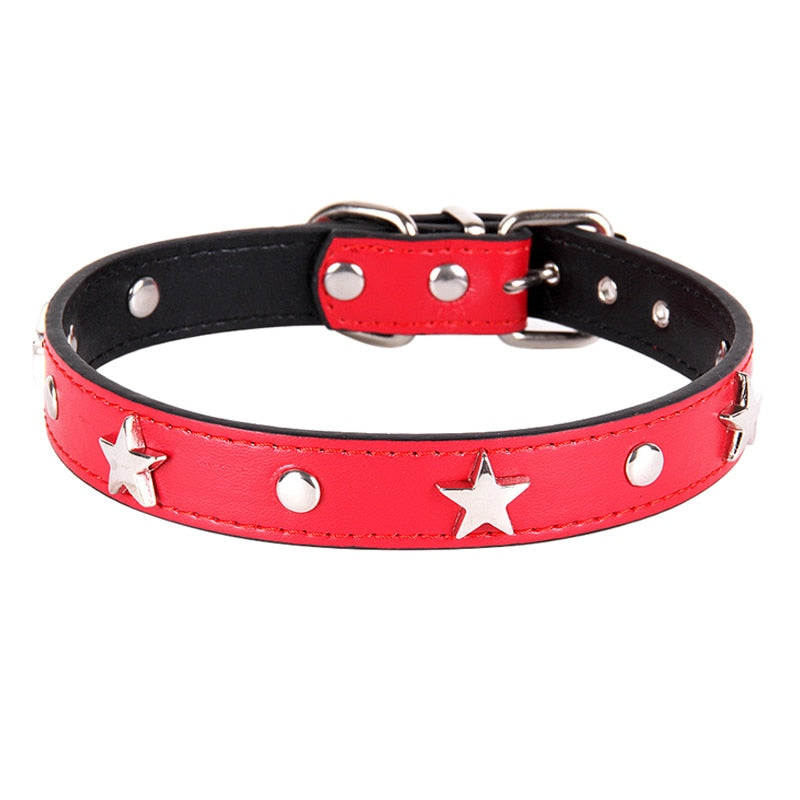S/M/L Star Studded Pet Dog Collar Leather Puppy Collars for Small Medium Dogs Cat Neck Strap Pet Supplies Chihuahua Collars
