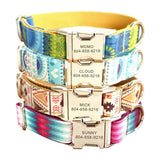 Personalized Dog Collar Customized Pet Collars Free Engraving ID Nameplate Tag Pet Accessory Natural Puppy Collars Leash Set