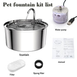 Cat Drinking Fountain Automatic Stainless Steel Pet Fountains Water Dispenser Ultra-quiet Pump Water Foutain for Multiple Pets