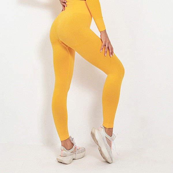 High Waist Seamless Yoga Leggings Sport Women Fitness Yoga Pants Solid  Elastic Push Up Leggings Women Workout Tight Sports Pant