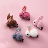 Korean Children's Hair Clips Cute Rabbit Elastic Hair Rubber Bands Winter Plush Bunny Hairpins Headband Girls Hair Accessories