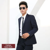 Men Suits Slim Fit Business Formal Casual Classic Suit Wedding Groom Party Prom Single Breasted Solid Color Black Gray Navy Blue