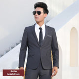 Men Suits Slim Fit Business Formal Casual Classic Suit Wedding Groom Party Prom Single Breasted Solid Color Black Gray Navy Blue