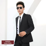 Men Suits Slim Fit Business Formal Casual Classic Suit Wedding Groom Party Prom Single Breasted Solid Color Black Gray Navy Blue