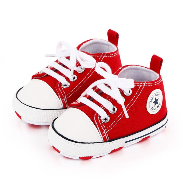 Baby Canvas Classic Sports Sneakers Newborn Baby Boys Girls Print Star First Walkers Shoes Infant Toddler Anti-slip Baby Shoes