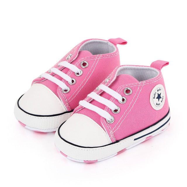 Baby Canvas Classic Sports Sneakers Newborn Baby Boys Girls Print Star First Walkers Shoes Infant Toddler Anti-slip Baby Shoes