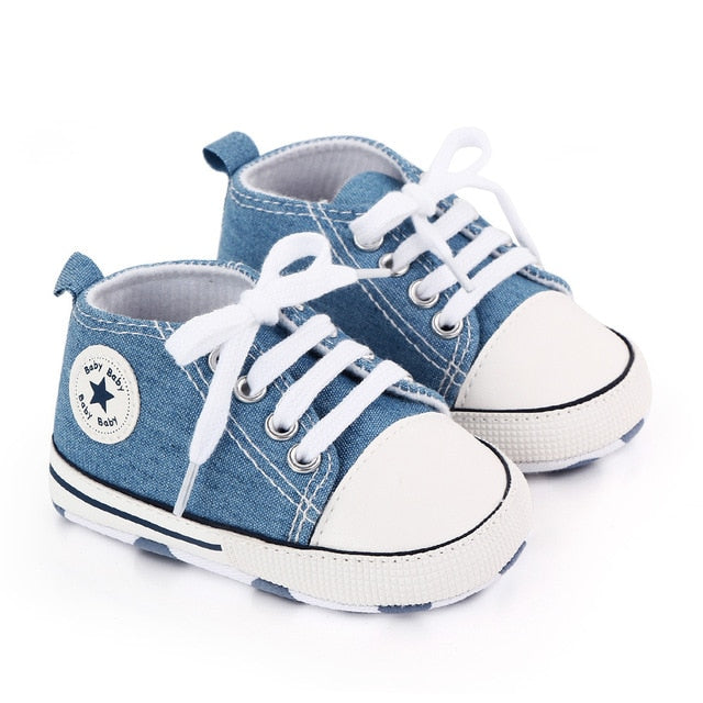 Baby Canvas Classic Sports Sneakers Newborn Baby Boys Girls Print Star First Walkers Shoes Infant Toddler Anti-slip Baby Shoes