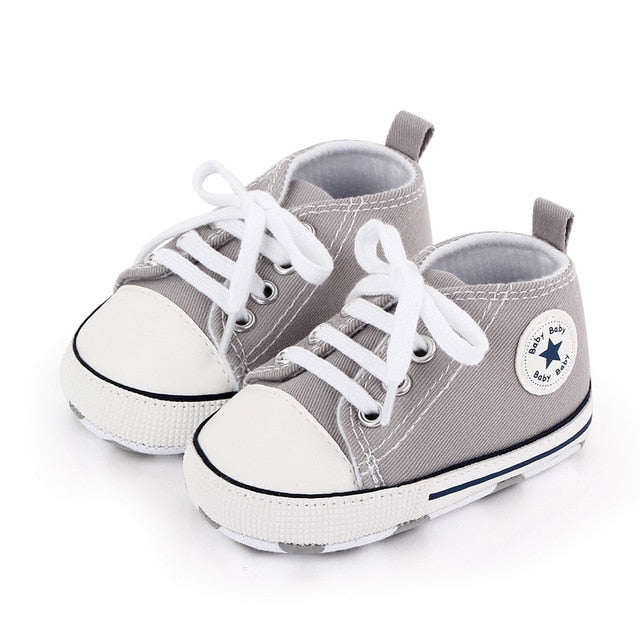 Baby Canvas Classic Sports Sneakers Newborn Baby Boys Girls Print Star First Walkers Shoes Infant Toddler Anti-slip Baby Shoes