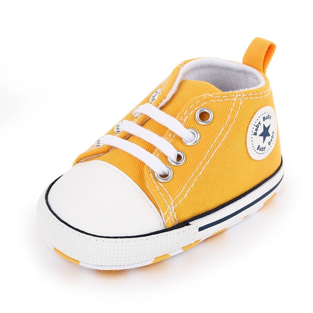 Baby Canvas Classic Sports Sneakers Newborn Baby Boys Girls Print Star First Walkers Shoes Infant Toddler Anti-slip Baby Shoes