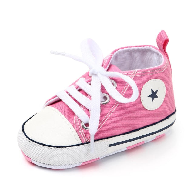 Baby Canvas Classic Sports Sneakers Newborn Baby Boys Girls Print Star First Walkers Shoes Infant Toddler Anti-slip Baby Shoes