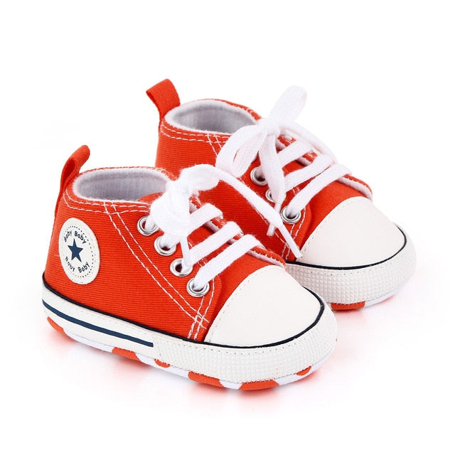 Baby Canvas Classic Sports Sneakers Newborn Baby Boys Girls Print Star First Walkers Shoes Infant Toddler Anti-slip Baby Shoes