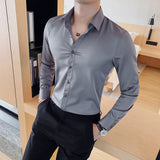 British Style New Solid Shirt Men Long Sleeve Fashion 2021 Autumn Business Formal Wear Men Shirts Slim Fit Casual Blouse Men 4XL
