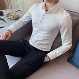 British Style New Solid Shirt Men Long Sleeve Fashion 2021 Autumn Business Formal Wear Men Shirts Slim Fit Casual Blouse Men 4XL