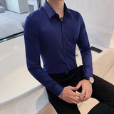 British Style New Solid Shirt Men Long Sleeve Fashion 2021 Autumn Business Formal Wear Men Shirts Slim Fit Casual Blouse Men 4XL