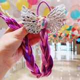 2021 New Girls Cute Cartoon Bow Butterfly Colorful Braid Headband Kids Ponytail Holder Rubber Bands Fashion Hair Accessories