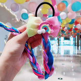 2021 New Girls Cute Cartoon Bow Butterfly Colorful Braid Headband Kids Ponytail Holder Rubber Bands Fashion Hair Accessories