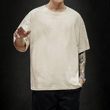 New Summer Men's T Shirt 2021 Fashion Solid T Shirt Mens Oversized Hip Hop Short Sleeve Casual Cotton Mens Streetwear Top Tees
