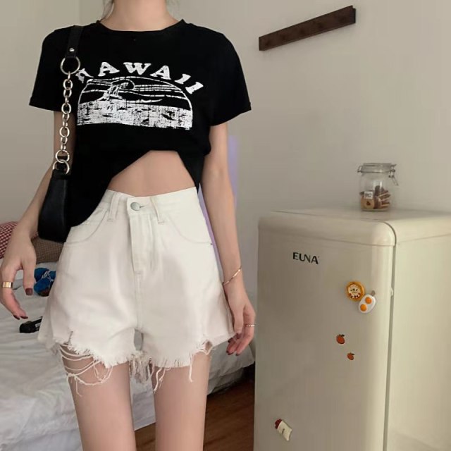Streetwear High Waist Wide Denim Shorts