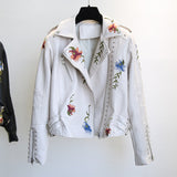 Embroidery Faux Leather Jacket