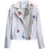 Embroidery Faux Leather Jacket