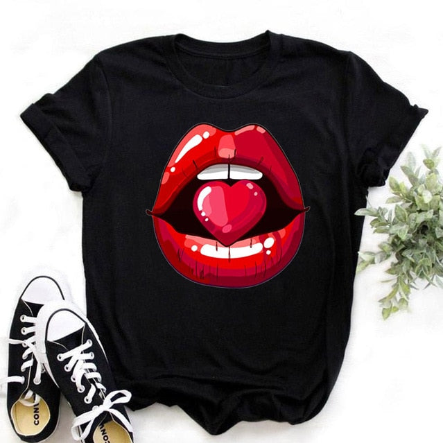 Kiss Lip Funny Summer Soft T Shirt